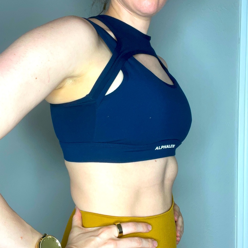 Alphalete sports bra, navy, medium